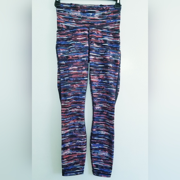 Lululemon Train Times 7/8 Leggings Hinshu Alpine White Multi/Black Mesh NEW NWOT - Picture 2 of 16